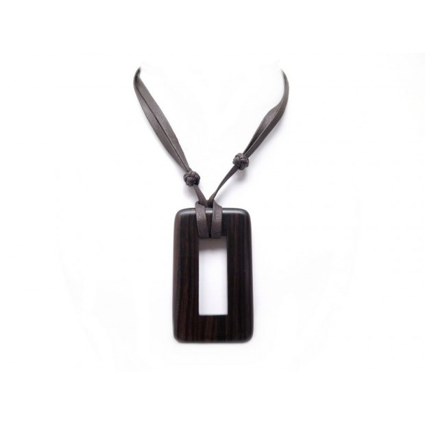 NEUF COLLIER HERMES ISTHME 40-80 CM EN BOIS MARRON +BOITE NEW WOOD NECKLACE 260€