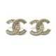 NEUF BOUCLES D OREILLE CHANEL LOGO CC STRASS EN METAL DORE GOLDEN EARRINGS 390€