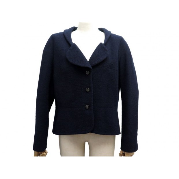 NEUF VESTE CHANEL P42610 48 XL EN LAINE BLEU MARINE NAVY BLUE WOOL JACKET 4200€