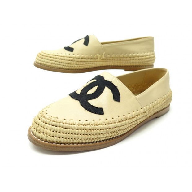 CHAUSSURES CHANEL ESPADRILLE CUIR LOGO CC 