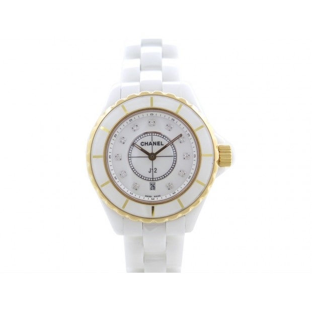 NEUF MONTRE CHANEL J12 H2181 QUARTZ 33MM CERAMIQUE BLANCHE OR ROSE DIAMANT 6990€