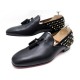 NEUF CHAUSSURES CHRISTIAN LOUBOUTIN TASSILO SPIKE 43 MOCASSINS EN CUIR NOIR 765€