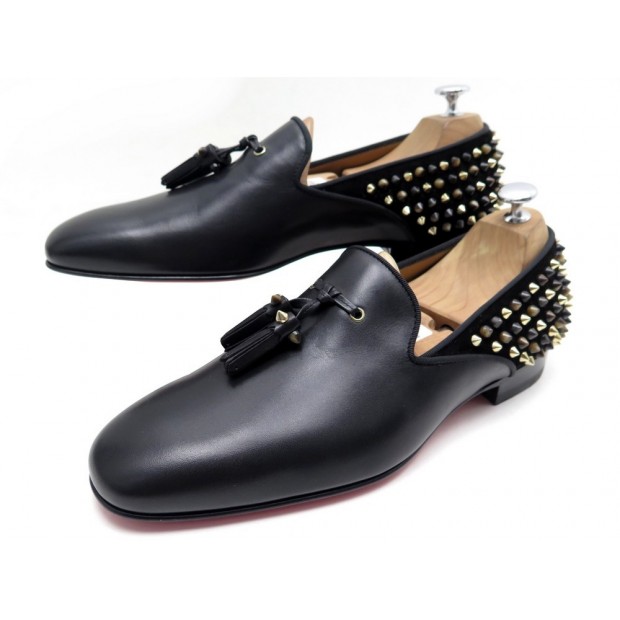 NEUF CHAUSSURES CHRISTIAN LOUBOUTIN TASSILO SPIKE 43 MOCASSINS EN CUIR NOIR 765€