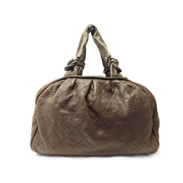 SAC DE VOYAGE A MAIN CHANEL CUIR MATELASSE MARRON 