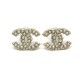 NEUF BOUCLES D'OREILLES CHANEL LOGO CC ET PERLES EN METAL DORE EARRINGS 320€