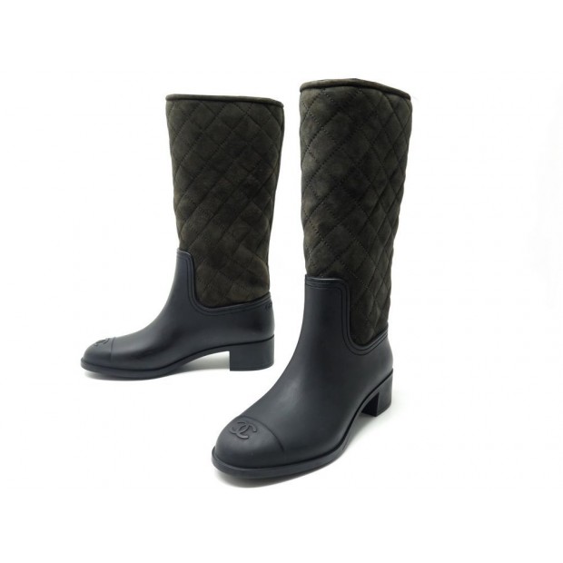  BOTTINES CHANEL CAOUTCHOUC T37 