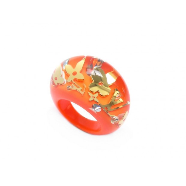 NEUF BAGUE LOUIS VUITTON INCLUSION MONOGRAM LV TAILLE 53 RESINE ORANGE RING 310€