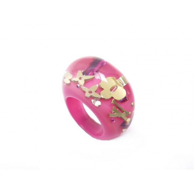 NEUF BAGUE LOUIS VUITTON INCLUSION MONOGRAM LV TAILLE 53 RESINE ROSE RING 310€