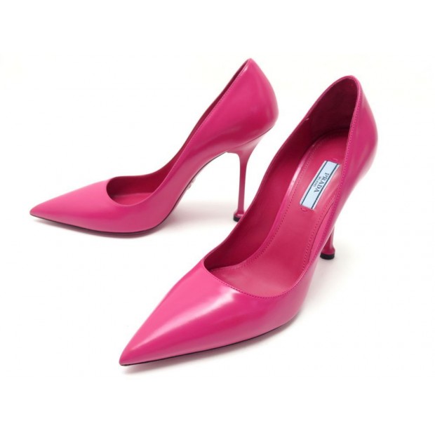 NEUF CHAUSSURES PRADA 37.5 IT 38.5 FR ESCARPINS CUIR ROSE NEW PUMP SHOES 520€