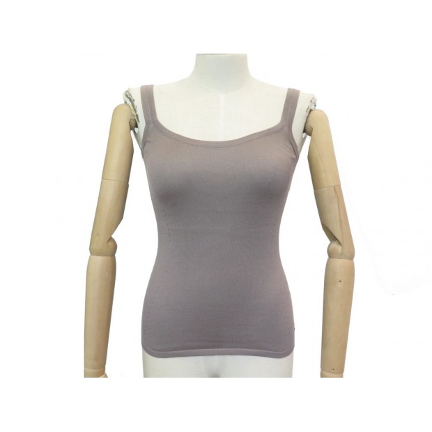 NEUF DEBARDEUR LORO PIANA S 38 IT 34 FR LIN & SOIE TAUPE HAUT TOP TSHIRT 450€