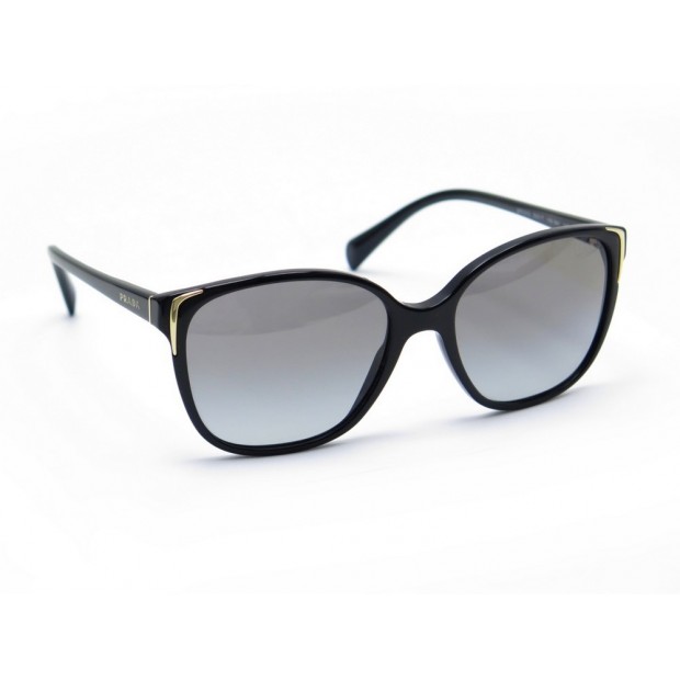 NEUF LUNETTES DE SOLEIL PRADA SPR01O EN PLASTIQUE NOIR + BOITE SUNGLASSES 275€