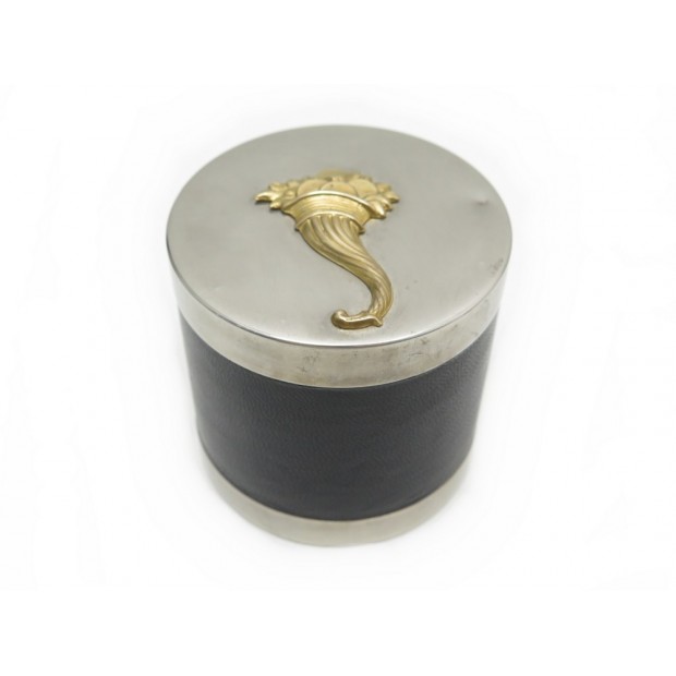 POT HERMES ARGENT ET CUIR NOIR 