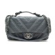 NEUF SAC A MAIN CHANEL TIMELESS MOTIFS CHEVRON BANDOULIERE CUIR GRIS BAG 6050€