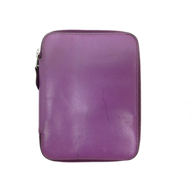 PORTE AGENDA HERMES SILKYDAILY GLOBE-TROTTER CUIR VEAU LISSE VIOLET HOLDER 570€