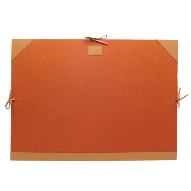 CARTON A DESSINS HERMES KALAKAAR TOILE ORANGE & CUIR VEAU SWIFT GOLD DRAWING BOX