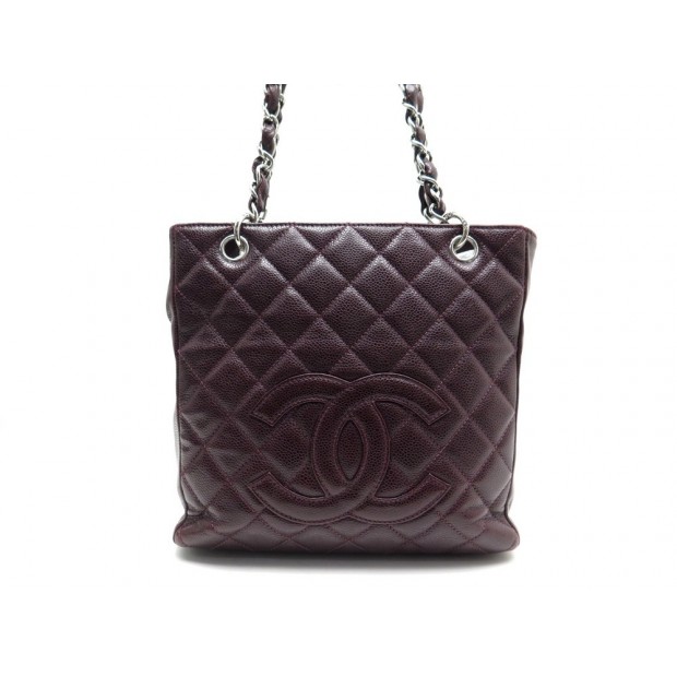 SAC A MAIN CHANEL SHOPPING PM CUIR BORDEAUX 