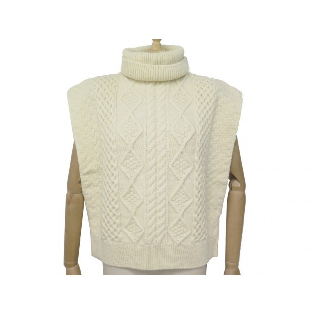 NEUF PULL YVES SAINT LAURENT SANS MANCHES PONCHO 480366 L 42 LAINE SWEATER 990€