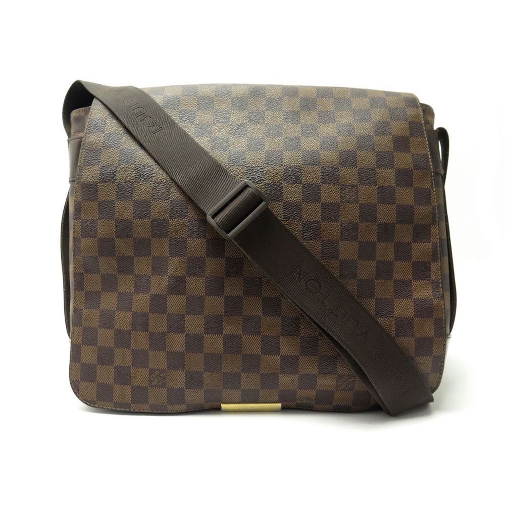 Sac bandoulière Louis Vuitton Bastille en toile damier enduite grise et  cuir noir