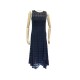 NEUF ROBE LONGUE AKRIS M 38 EN COTON BLEU MARINE NAVY BLUE COTTON DRESS 1490€