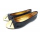 CHAUSSURES CHANEL BALLERINES G02819 40 EN CUIR NOIR + BOITE FLAT SHOES 540€