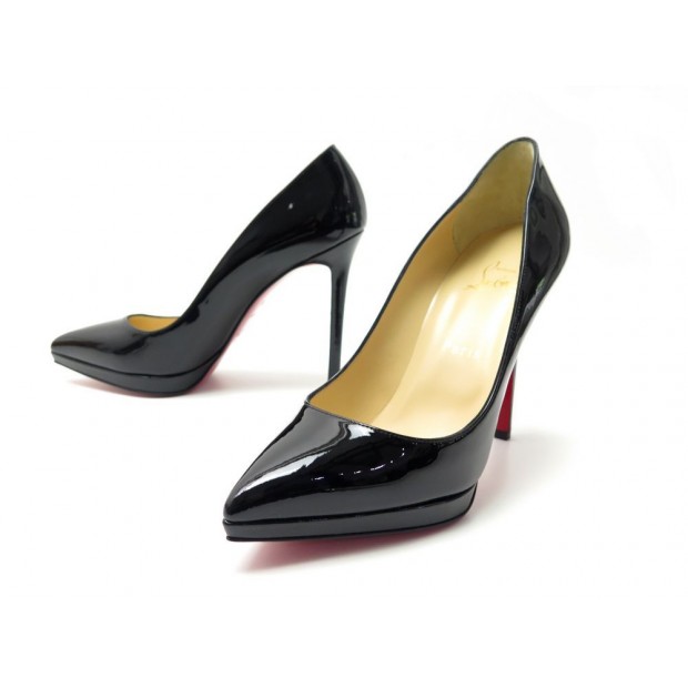 NEUF CHAUSSURES CHRISTIAN LOUBOUTIN PIGALLE 120 CUIR VERNI NOIR 38.5 