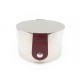 BOITE RONDE HERMES EN METAL ARGENTE & CUIR VEAU LISSE ROUGE + POCHON ROUND BOX