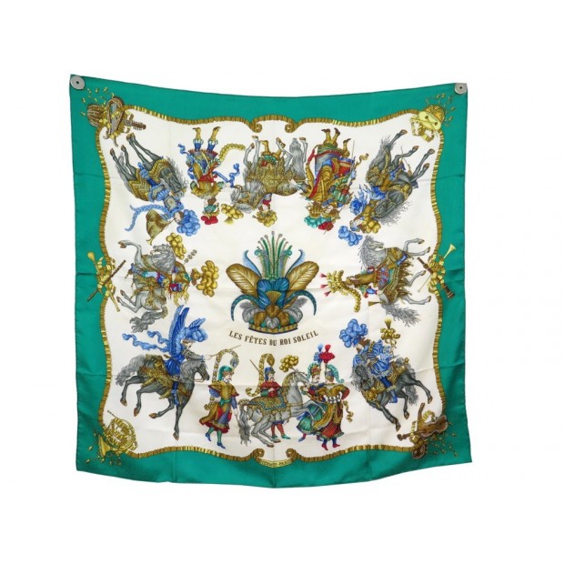 FOULARD HERMES LES FETES DU ROI SOLEIL DUCHENE CARRE 90 EN SOIE SILK SCARF 375€