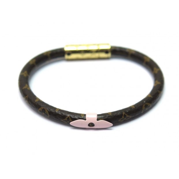 Louis Vuitton Daily Confidential Monogram Leather Canvas Gold Tone Bracelet  Louis Vuitton