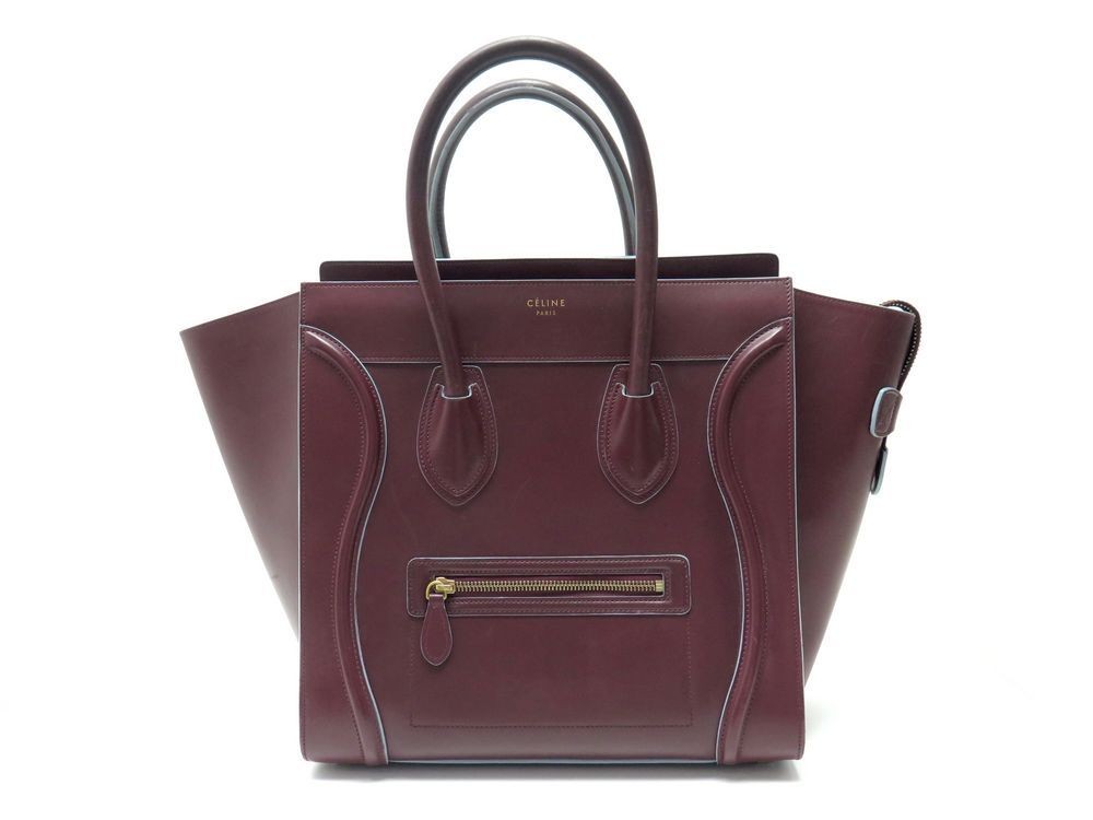 sac a main celine luggage mini en cuir bordeaux
