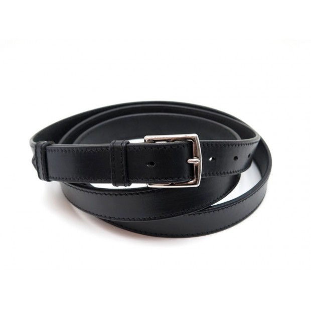 CEINTURE HERMES ETRIVIERE DOUBLE TOUR 80 EN CUIR NOIR BOUCLE ACIER BELT 790€