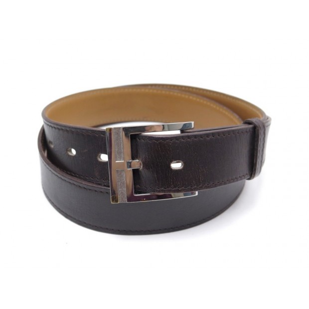 CEINTURE HERMES T 80 EN CUIR MARRON BOUCLE H ACIER PALLADIE & BROSSE BELT 675€