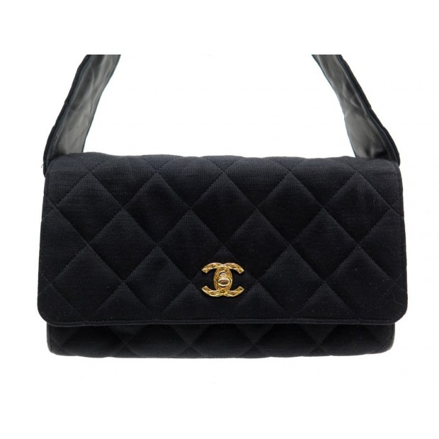 VINTAGE SAC A MAIN CHANEL TOILE NOIR 