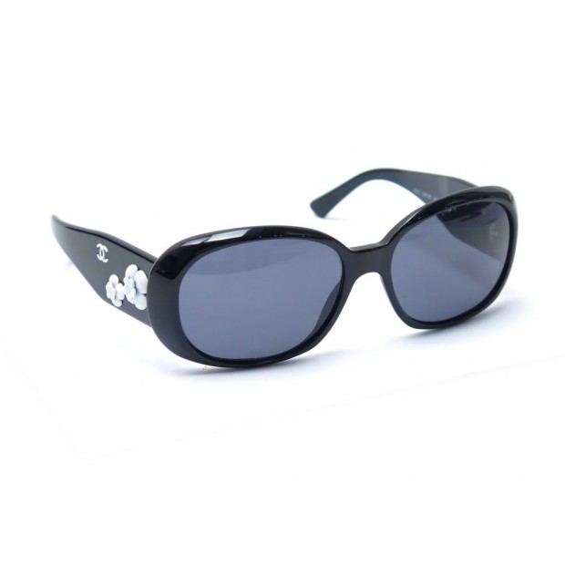 NEUF LUNETTES DE SOLEIL CHANEL CAMELIA 5113 PLASTIQUE NOIR + BOITE GLASSES 445€