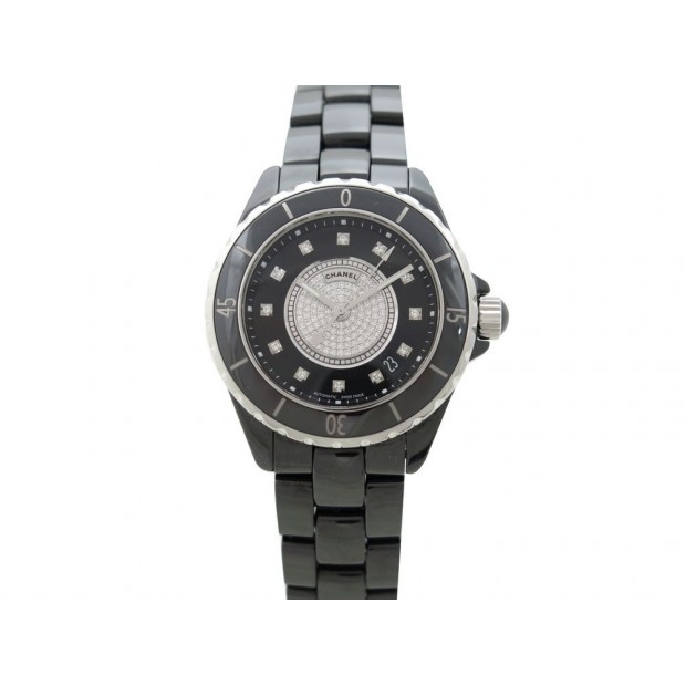 MONTRE CHANEL J12 OR93571 DIAMANTS CERAMIQUE NOIRE AUTOMATIQUE 