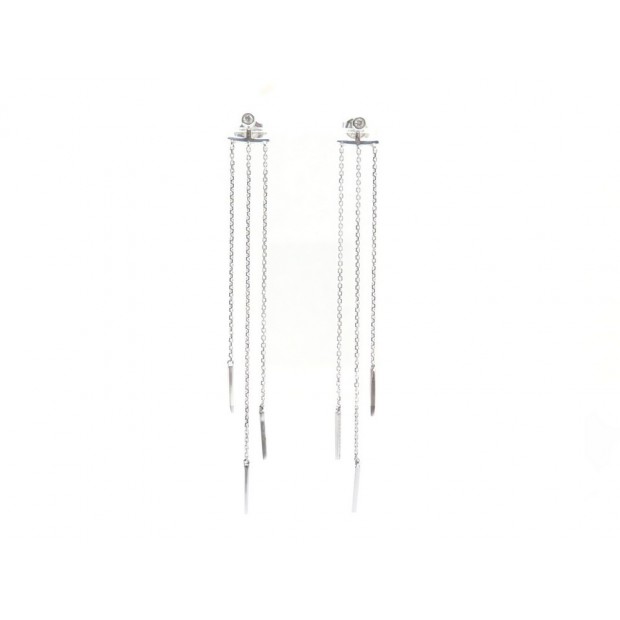 NEUF BOUCLES D'OREILLES OFEE BRINDILLES OR BLANC & DIAMANTS BOITE EARRINGS 1280€