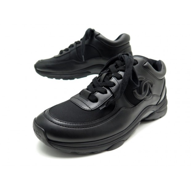 BASKET CHANEL CUIR NOIR T38 