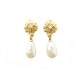 BOUCLES D'OREILLES CHANEL CAMELIA METAL DORE GOUTTE PENDANTE PERLE EARRINGS 570€