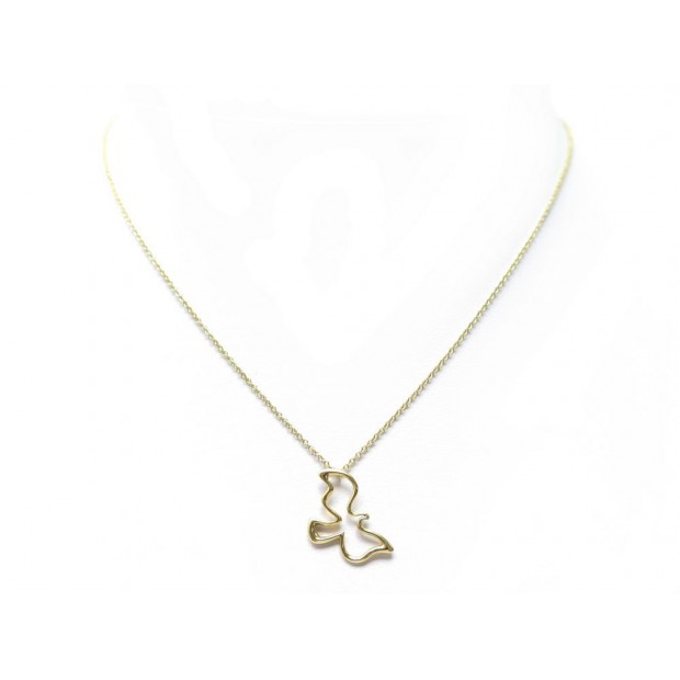 NEUF COLLIER TIFFANY & CO DOVE 40 CM OR JAUNE + ECRIN COLOMBE GOLD NECKLACE 710€
