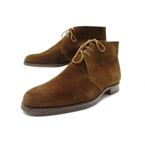 CHAUSSURES CROCKETT & JONES BOTTINES CHUKKA 7.5D 41.5 EN DAIM MARRON BOOTS 520€