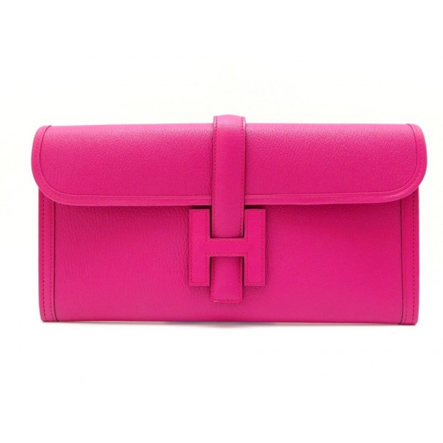 NEUF POCHETTE HERMES JIGI 29 CUIR ROSE 