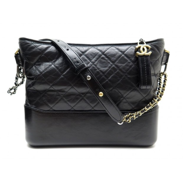 SAC A MAIN CHANEL GABRIELLE CUIR MATELASSE NOIR + BOITE LEATHER HAND BAG 4100€