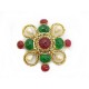 VINTAGE BROCHE CHANEL CROIX BYZANTINE GRIPOIX CRISTAL VERT ROUGE & PERLES BROOCH