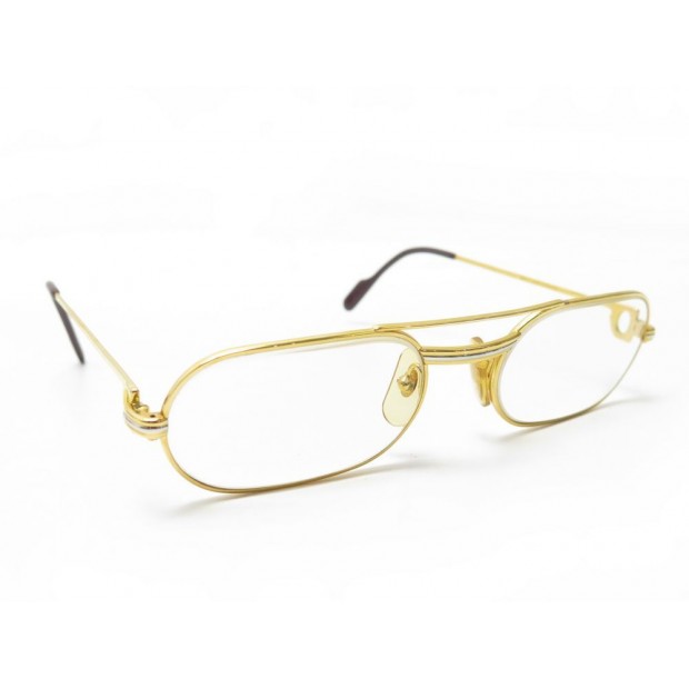 VINTAGE MONTURE DE LUNETTES CARTIER TRINITY EN METAL DORE + ETUI GLASSES 890€