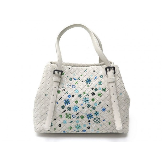 NEUF SAC A MAIN BOTTEGA VENETA CUIR TRESSE BLANC 