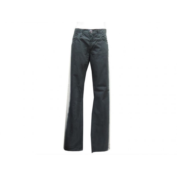 PANTALON CHANEL BOUTON LOCO CC JEAN DENIM COTON 