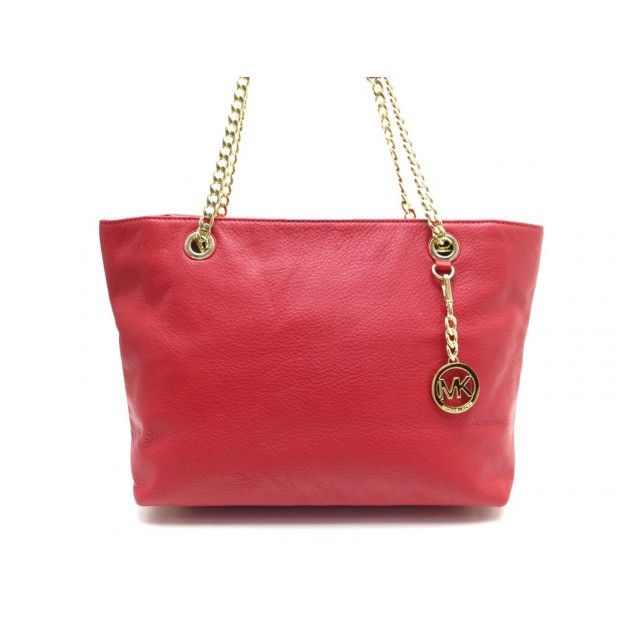 NEUF SAC A MAIN MICHAEL KORS JET SET 30T6GJ8T6L6CABAS CABAS EN CUIR ROUGE 325€