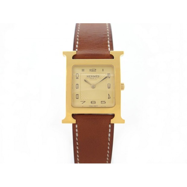 NEUF MONTRE HERMES HEURE H MM PLAQUE OR QUARTZ 