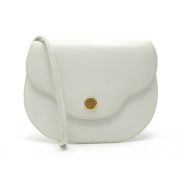 SAC POCHETTE HERMES BANDOULIERE EN CUIR BLANC DOUBLE H ENTRELACE CLUTCH HAND BAG