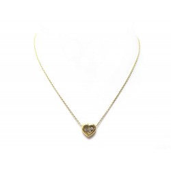 NEUF COLLIER CHOPARD HAPPY DIAMONDS 3 DIAMANTS OR JAUNE 