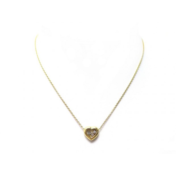 NEUF COLLIER CHOPARD HAPPY DIAMONDS 3 DIAMANTS OR JAUNE 